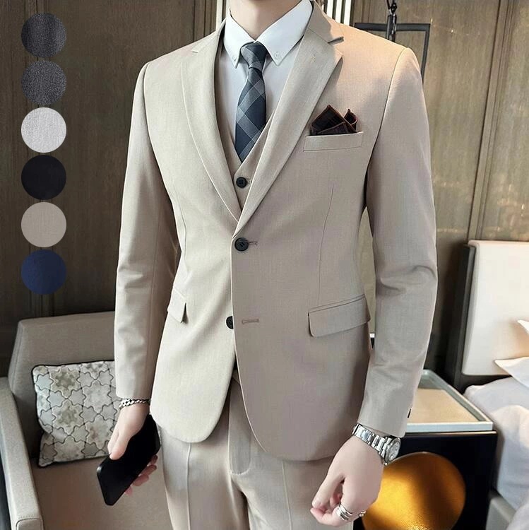 メンズ ビジネススーツ 3点セット ジャケット+ベスト+パンツ スリーピーススーツ 韓国風 メンズスーツ 結婚式スーツ 披露宴 紳士服 スーツセット パーティー フォーマルスーツ シングルスーツ 通勤 6,438円