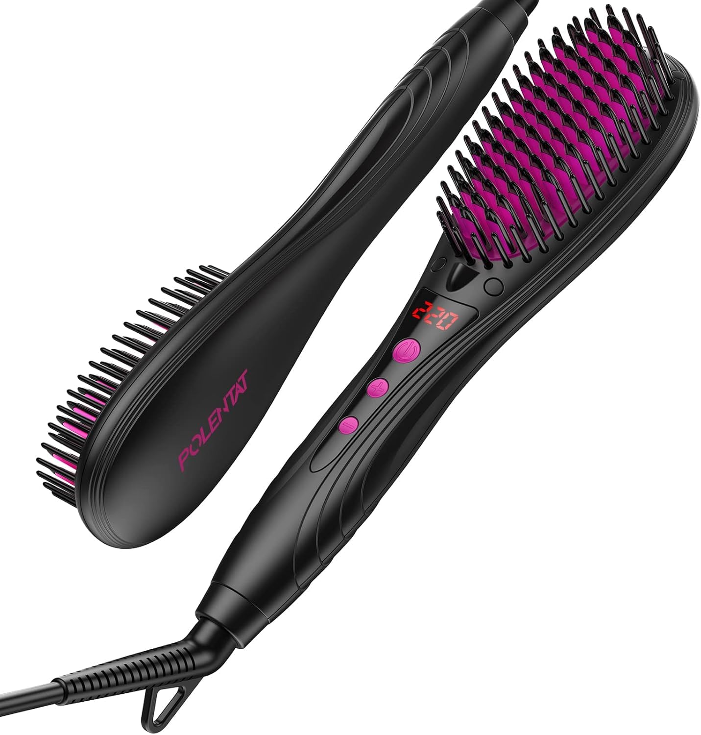 くるくるドライヤー 【美容師おすすめ】ストレートブラシ ブラシ型ヘアアイロン ヒートブラシ マイナスイオン搭載 サロン級 MAX220℃ デジタル温度表示 6段階温度調整