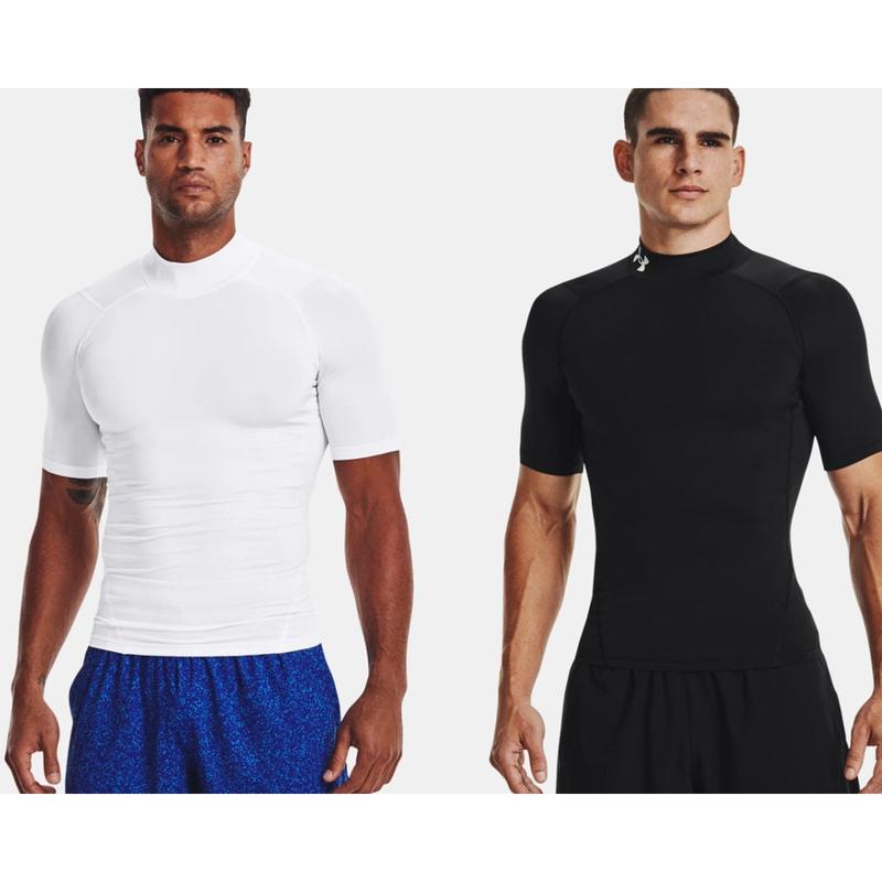 1372586 ホワイト/ブラック コンプレッション ヒートギア モック 半袖 機能性 半袖 半袖Tシャツ