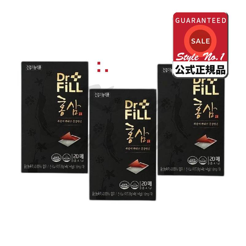 ドクターフィル6年根発酵紅参濃縮液フィルム型紅参3パック（60枚）1枚（205mg）×20枚（4.1g）×3パック（12.3g）3個