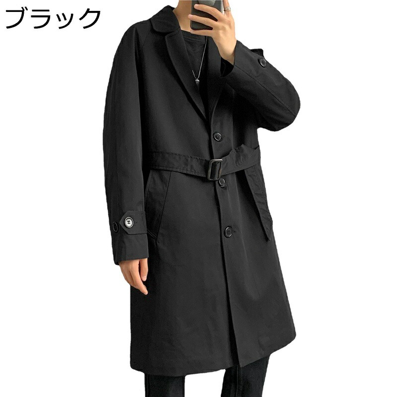 トレンチコート ビジネス メンズ コート ハーフ丈 シンプル 折り襟 テーラードカラー スプリングコート アウター 紳士服 ロングコート チェスターコート 春秋 カジュアル 通勤
