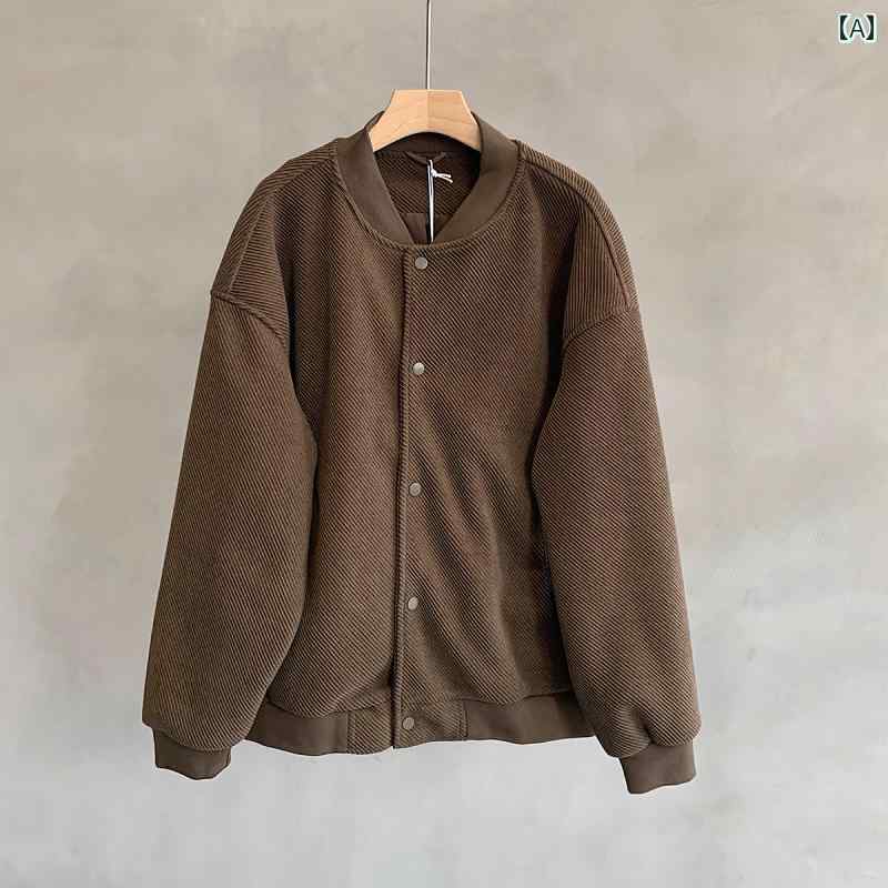 スタジャン メンズ ジャケット 秋冬 アウター カジュアル 大きめサイズ レトロ ブルゾン 厚手 ニット カーキ ブラック