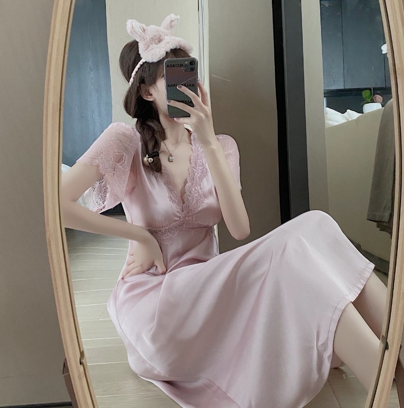 ルームウェア デート モテアイテム 寝巻き ネグリジェ 半袖 レース チュール シフォン フリル リボン 可愛い きれいめ 上品 おしゃれ かっこいい 可愛い ラブリー キュート ガーリー