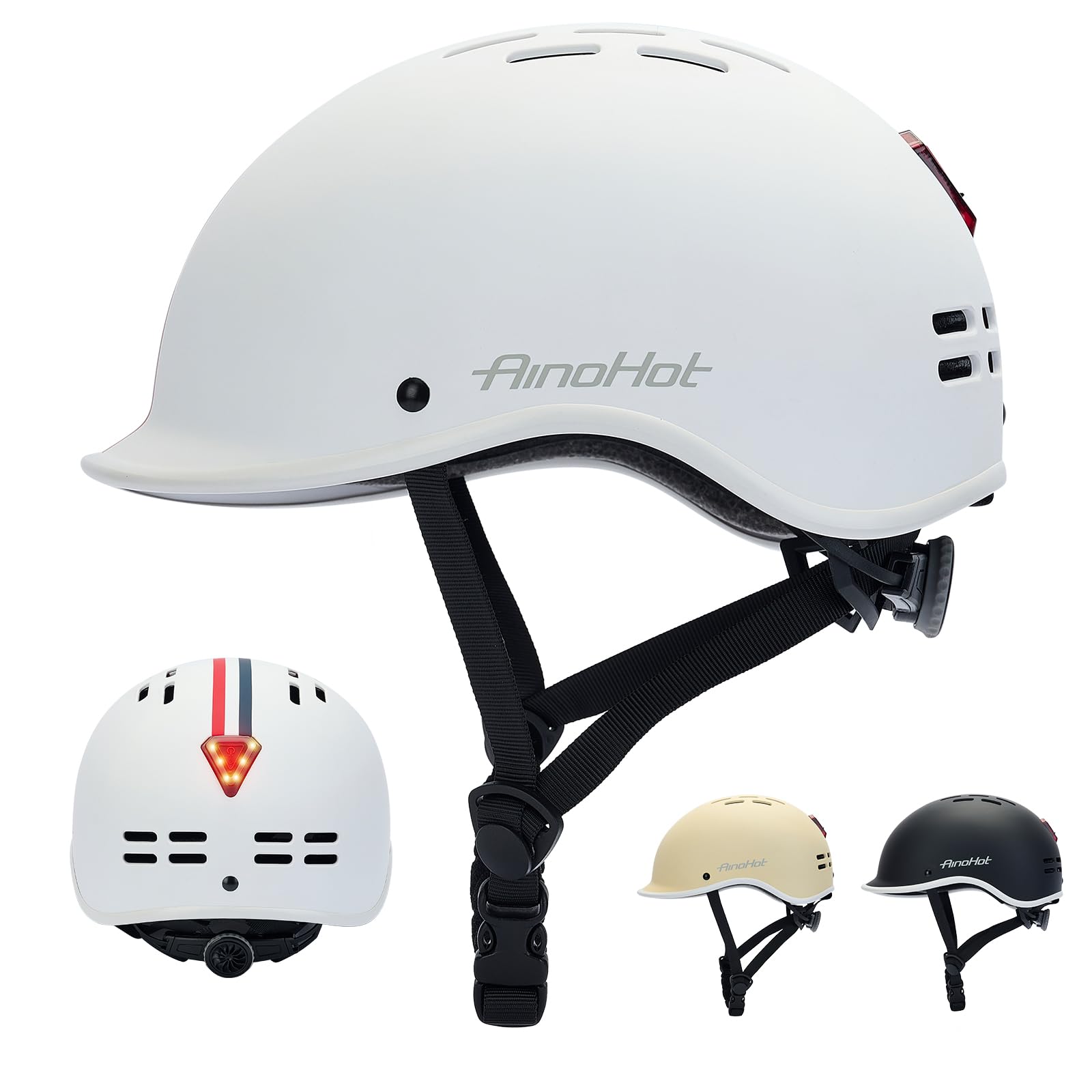Rongbenyuan 自転車 ヘルメット 【LEDライト付】 大人用 18個通気口 58-62cm サイクリングヘルメット 軽量 スポーツ ロードバイクヘルメット 耐衝撃 高剛性 丈夫 サイズ調整可