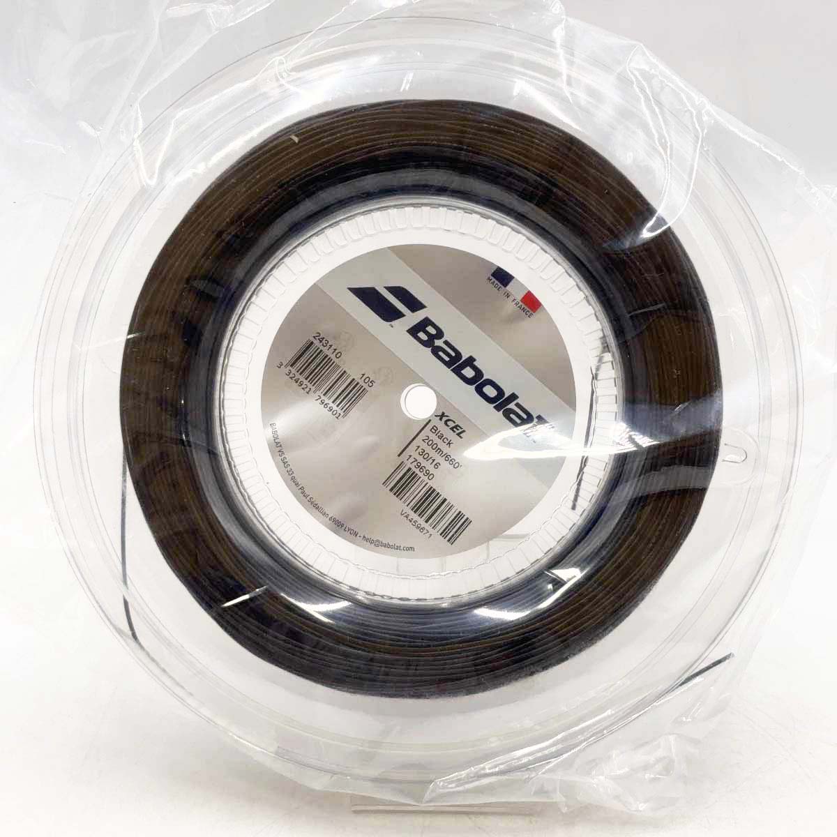 【中古・未使用品】バボラ XCEL エクセル 130 硬式 テニス ストリング ガット 200m ロール ブラック 243110 BABOLAT 1.30mm