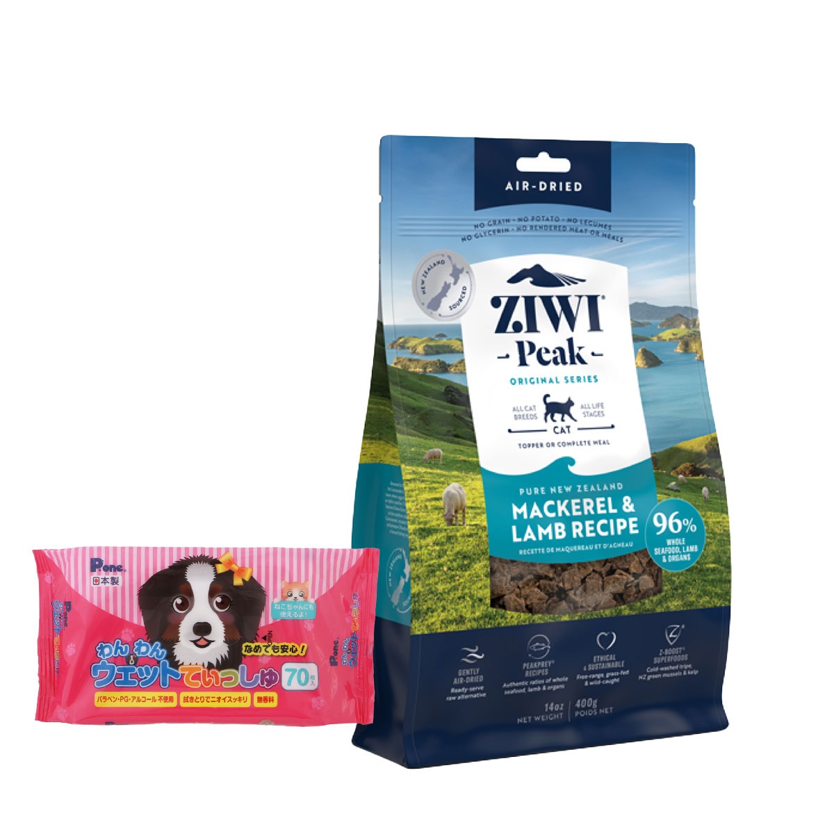 エアドライ キャットフード マッカロー＆ラム 400g【わんわんウエットてぃっしゅ1個付き】