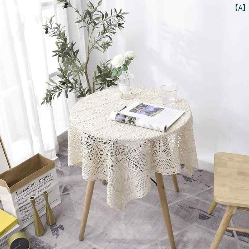 テーブルクロス レース かぎ針編み クロシェ レトロ 長方形 正方形 タッセル チェスト わき机 円卓 ダイニング リビング 寝室 インテリア 装飾 洗濯可能 シンプル エレガント ベージュ 格子縞模 5,239円