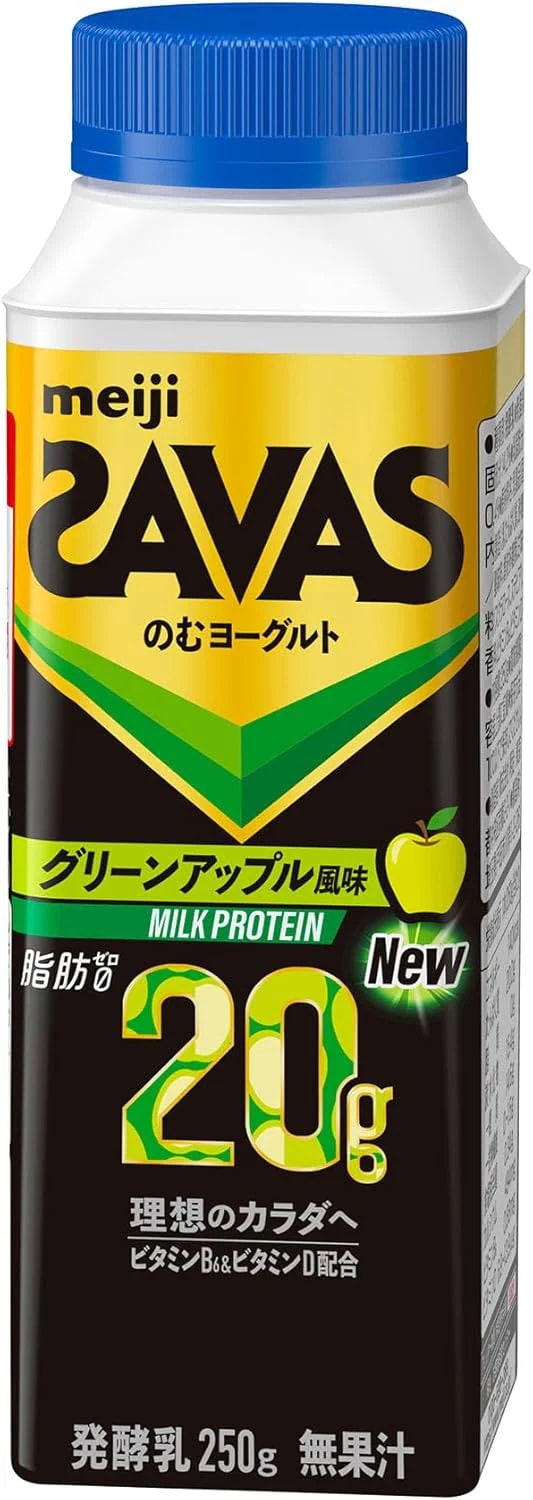明治 ザバスミルクプロテイン SAVAS MILK PROTEIN 脂肪0 のむヨーグルト グリーンアップル風味 250g×24本 プロテイン ドリンククール便