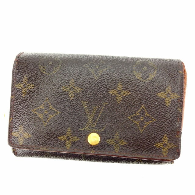 L字ファスナー財布 二つ折り財布 モノグラム /ポルトモネビエトレゾール ブラウン ライトブラウン 中古