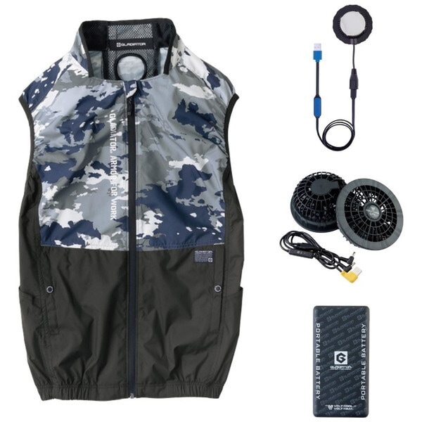 コーコス G244429 グレーカモ XL ボルトクール LITE+ ファン付きウェア ペルチェ ベスト セット