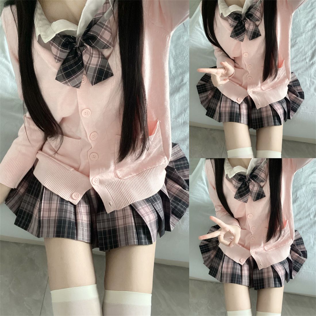 制服 セット 秋 JK制服秋セット チェック柄スカート 長袖セーター カーディガン カレッジスタイル30%までに制限