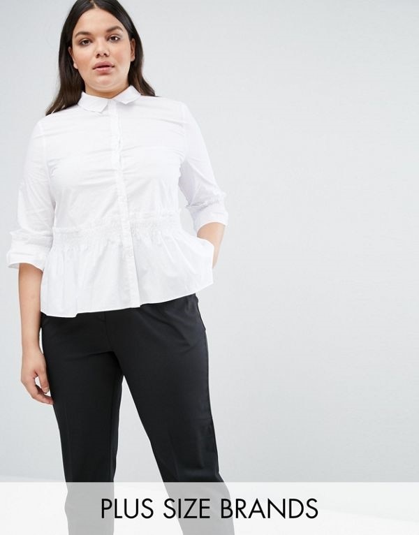 Lost Ink レディース 大きめサイズ ゆったりサイズ 送料無料 White Plus Shirt with Waist Detail