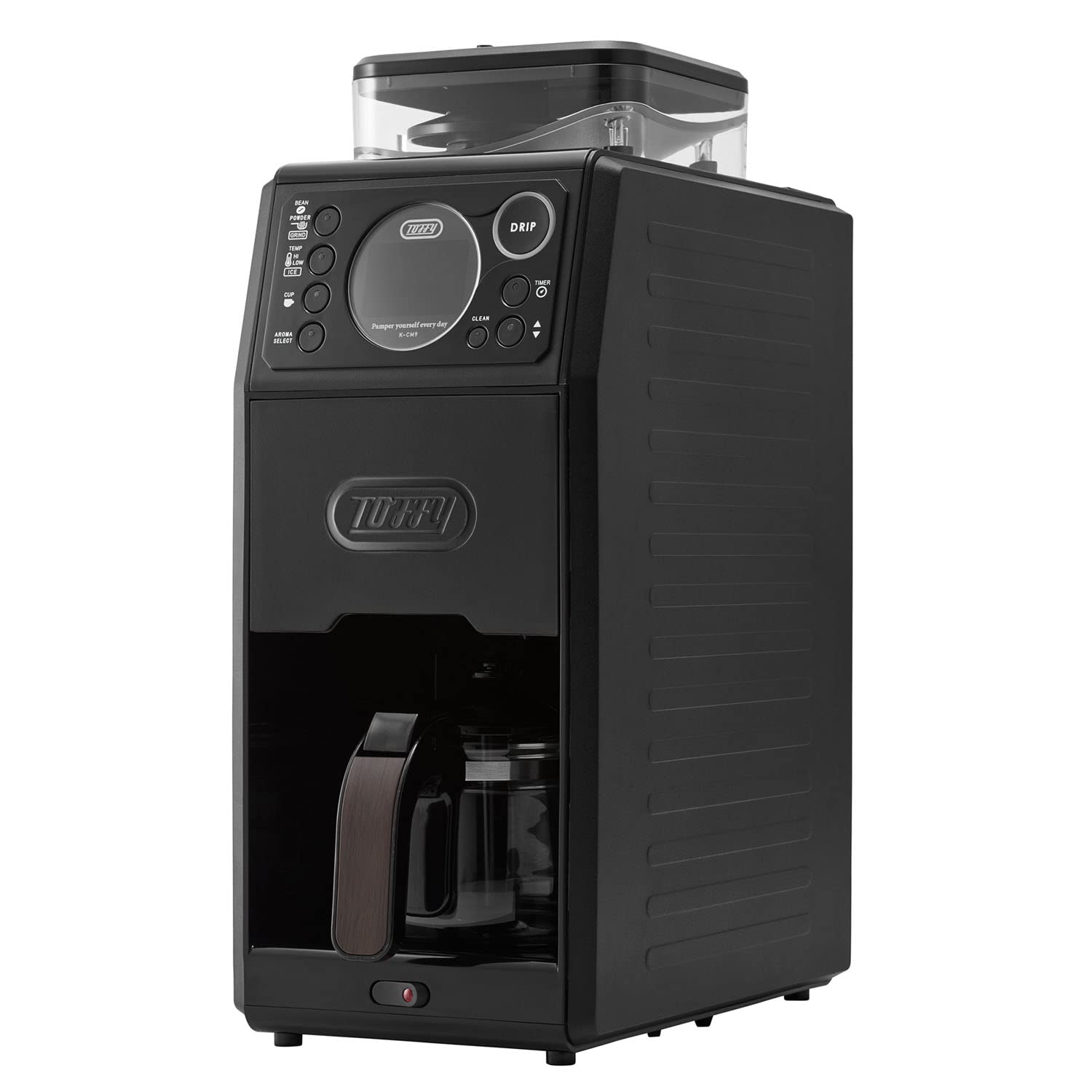 【Toffy/トフィー】 全自動ミル付カスタムドリップコーヒーメーカー K-CM9 ミル ドリップ 豆挽き 無段階グラインド 温度設定 味わい3段階 タイマー機能 クリーニングモード搭載 K-CM9