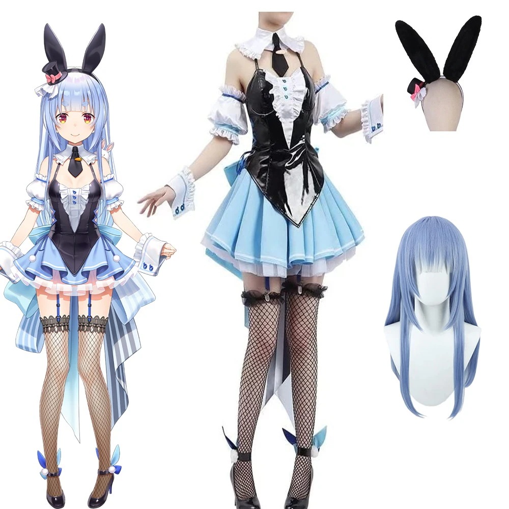 ホロライブ 兎田ぺこら コスプレ 衣装＋靴下＋髪飾り フリフリバニードレス うさだぺこら コスプレ衣装 VTuber 衣装 忘年会 クリスマス ハロウィン 仮装
