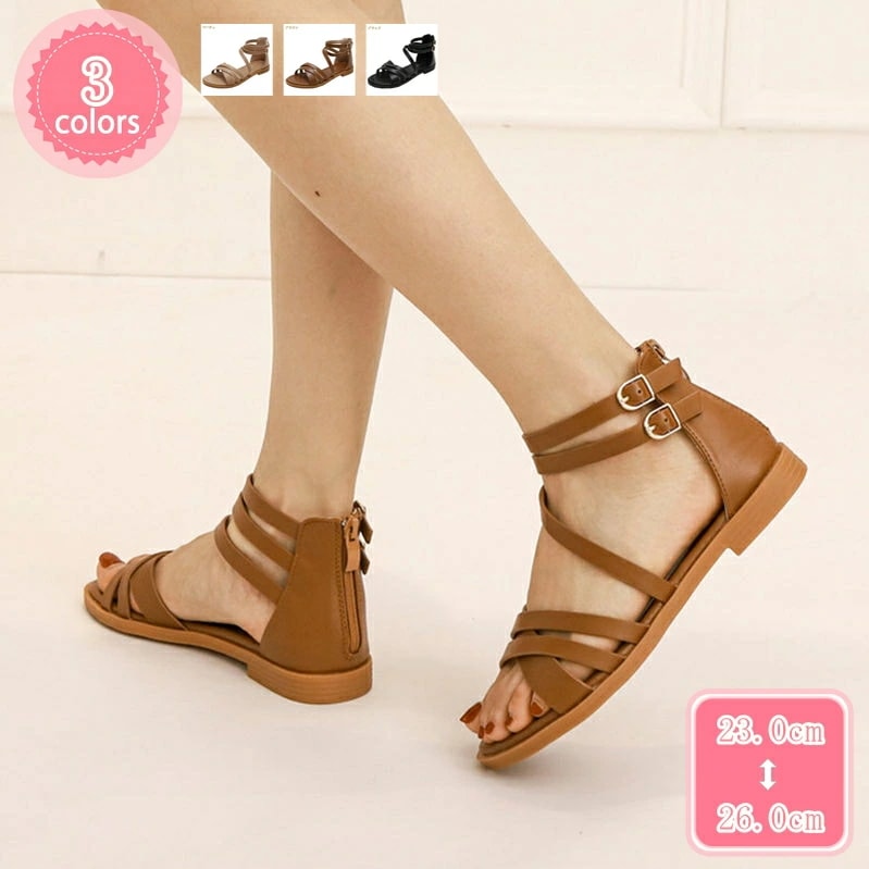 1000円OFFクーポン ブーツ サンダル レディース ストラップ フラットサンダル バックル飾り グラディエーターサンダル 気 ブーサン 春夏 美脚 カジュアル レトロ 歩きやすい サマーブーツ オ