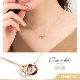 【ゆうパケット送料無料】ネックレス 金属アレルギー ニッケルフリー 18kコーティング レディース シンプル チェーン 2連サークル リング 大人 上品 エレガント 華奢 フェミニン