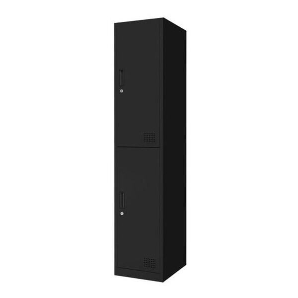 法人限定 Netforce FAC-S2-2-W-BK ブラック ファシル スリム スチールロッカー (鍵付き 2人用 1列2段) メーカー直送