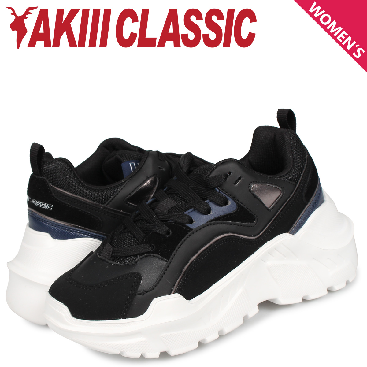キャスパー スニーカー ダッドシューズ レディース 厚底 ブラック 黒 AKC-0004
