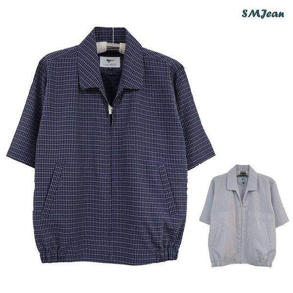 SMJ1127 高齢者 半袖カラー ジャンパー 男性 ウインドブレーカー リネン st. 夏 半袖ジャンパー