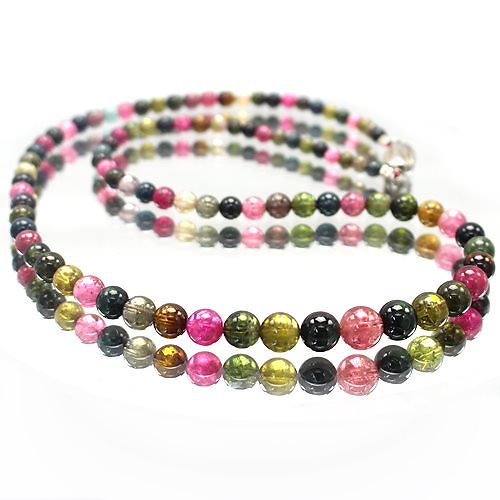 高品質 透明度発色良い！天然トルマリン マルチカラーグラデーションネックレス 天然石 パワーストーン アクセサリー