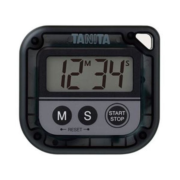 （まとめ）タニタ デジタルタイマー 丸洗いタイマー100分計 ブラック TD-376N-BK 1個3セット