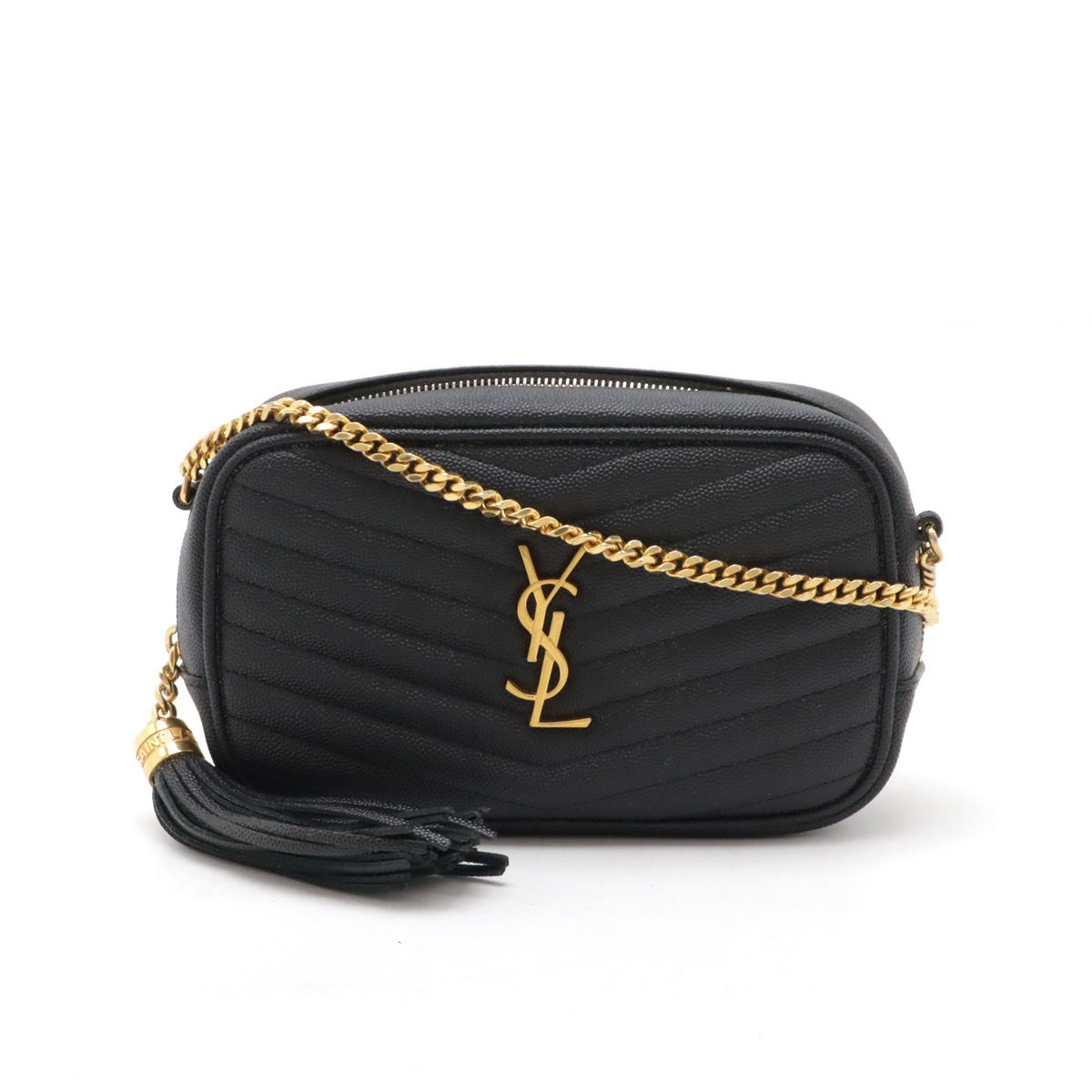 YSL イブサンローラン ミニバッグルー チェーンショルダー ショルダーバッグ レザー 黒 61805