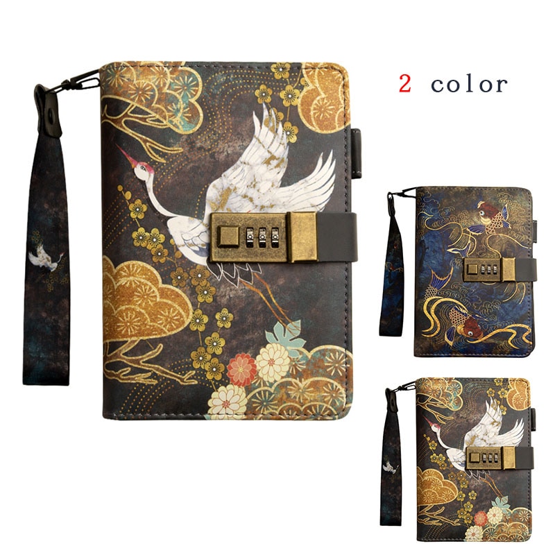 手帳　日記帳　鍵付き　　A6　日記用ノートブック　古風　おしゃれ 　文房具　メモ帳　学生　ビジネス用 　ギフト プレゼント