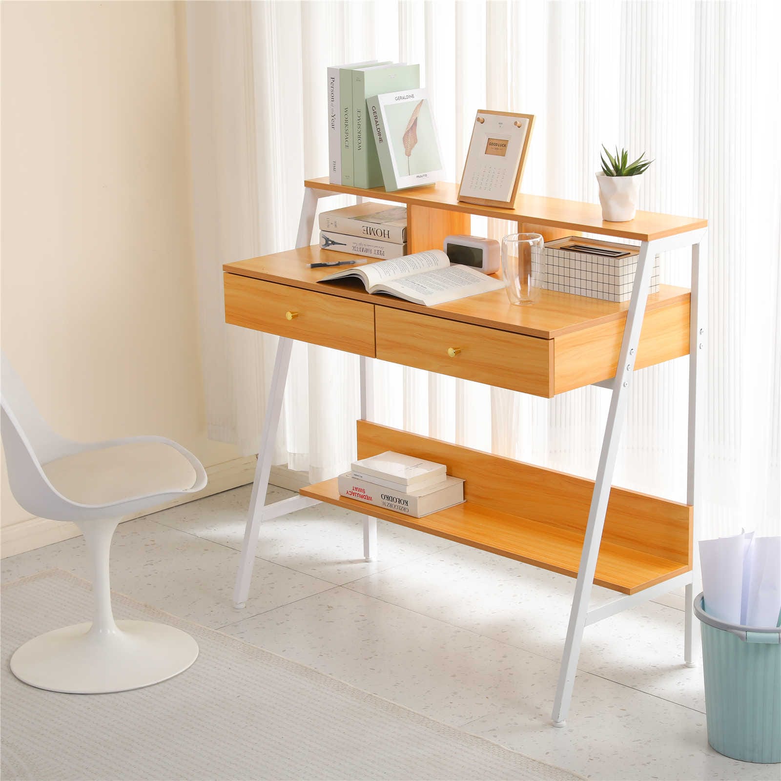【日本国内出荷-3日で配達】オフィスデスク パソコン PC 机 勉強机 学習デスク 学習机 ワーク シンプルデスク 化粧台 テーブル 木製 書斎机 事務机 在宅ワーク おしゃれ 棚付きDJYC138