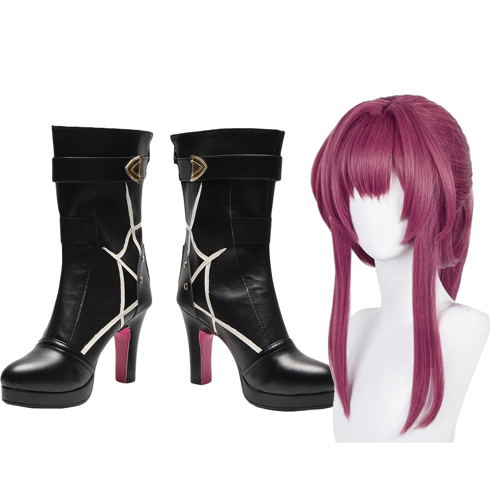 コスプレ靴 カフカ ウィッグ付き 崩壊：スターレイル ブーツ 下駄 シューズ 長靴 コスプレ クリスマス ハロウィン