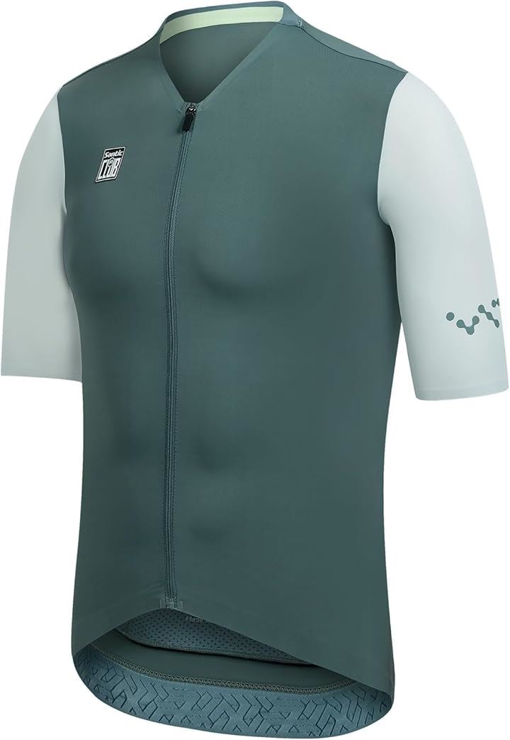 サイクルジャージ 半袖 サイクルウェア サイクリング 自転車 ロードバイク 夏(ダークグリーン, S)