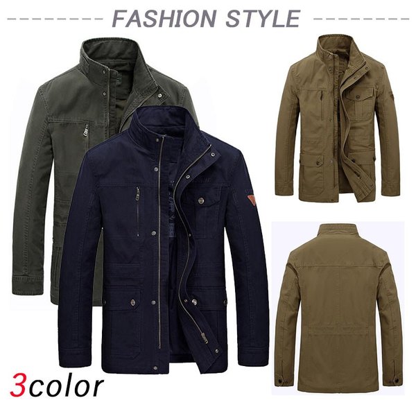 ミリタリージャケット メンズ ライダースジャケット コートアウター シンプル 秋 冬 長袖 綿 防
