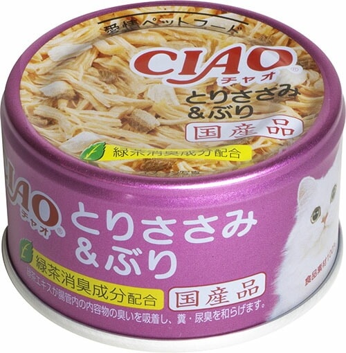 （まとめ買い）いなばペットフード CIAO ホワイティ とりささみ&ぶり 85g 猫用フード [x24]