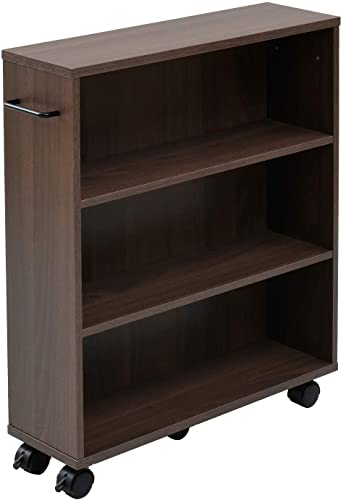 色：ウォルナット [山善] 本棚 スリム (キャスター付き 本棚) 幅58*奥行17*高さ68.5c
