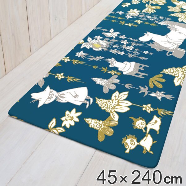 キッチンマット 240cm 拭ける PVC 45x240cm ムーミン ファミリーガーデン PVCキッチンマット キッチン マット PVCマット クッションマット 洗濯不要 240