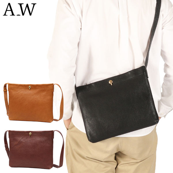 ショルダーバッグ サコッシュ メンズ レディース 革 本革 牛革 ブランド 小さめ B5 大人 軽量 コンパクト ミニショルダー 横型 横 斜めがけバッグ AB-009