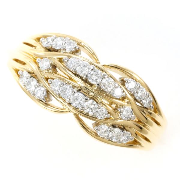 PT900 プラチナ K18YG リング 16号 ダイヤ 0.35 カード鑑別書 ジュエリー 中古