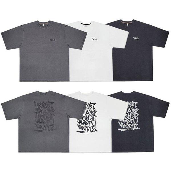 男女共用 ABC タイポ ラウンド 半袖 Tシャツ OF-TSH-Q002-ホワイト