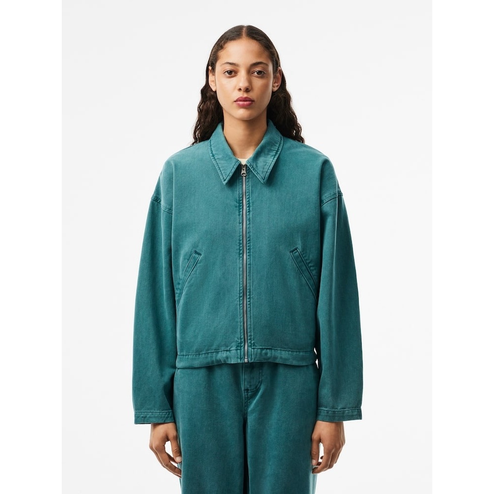 LACOSTE 女性用リラックスフィットカラーデニムブルゾン BF1107-54G IY4 Q2NBF1107-54GIY4