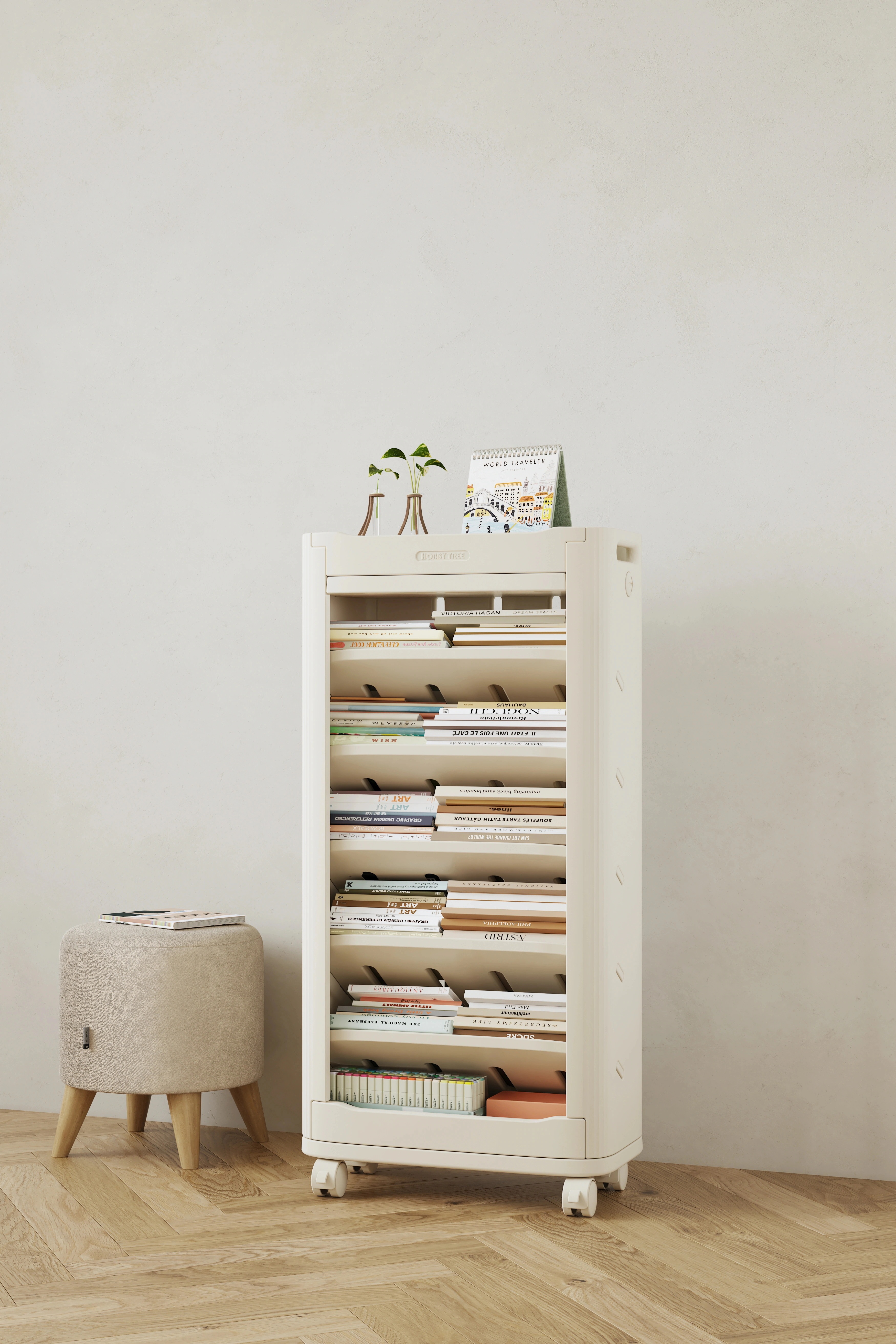 本棚 サイド本棚 書棚 絵本棚 大容量 キッズ 収納ラック ラック おしゃれ 組立カンタン こどもGG9462 White HDPEG14