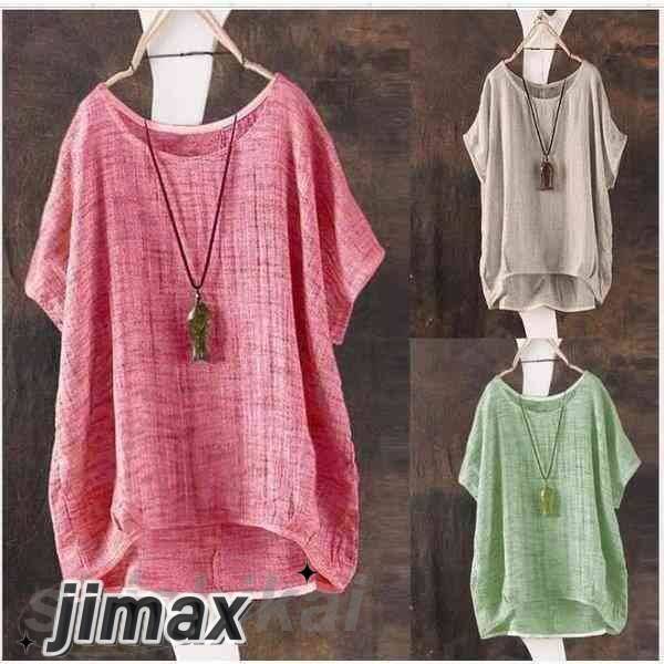 リネンｔシャツ綿麻シャツブラウスナチュラル半袖トップス 上着ゆったりＴシャツ森ガール風カジュアル可愛いエレガント