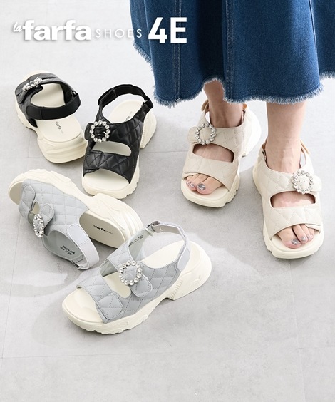 ストラップ ゆったり幅広 la farfa SHOES ラファーファ 厚底ストラップサンダル ワイズ4E相当