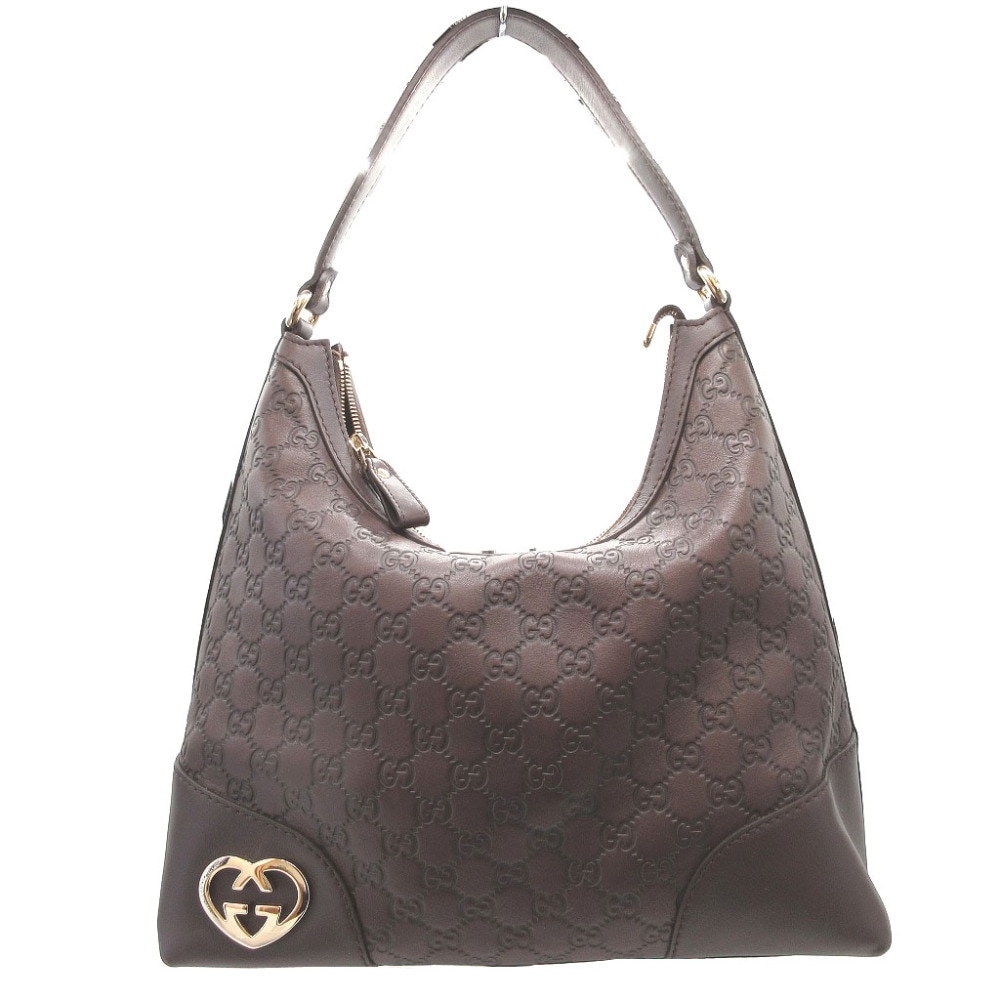 美品 ラブリー グッチシマ 257070 ショルダーバッグ レザー/レザー ブラウン 0020【中古】 レディース