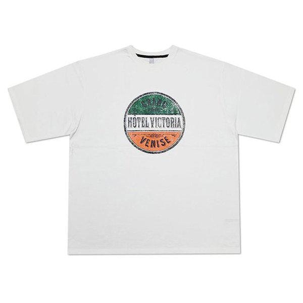 男女共用 ビクトリア ラウンド 半袖 Tシャツ OF-TSH-Q006-ホワイト