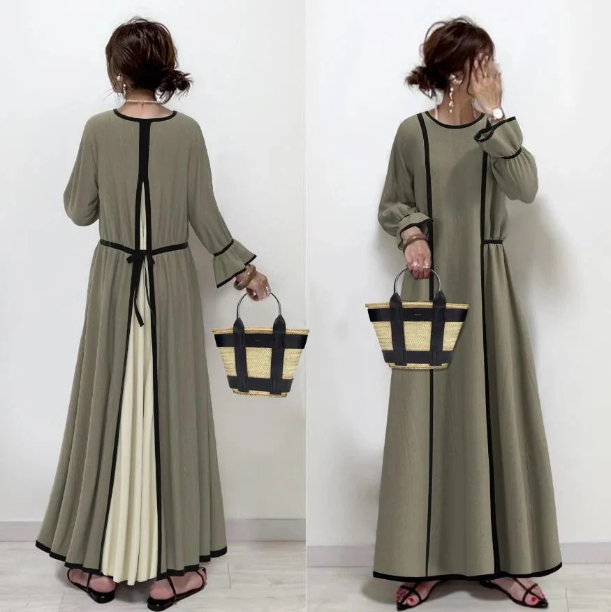 長袖ワンピース ロングワンピース 日系 夏 Tシャツワンピース 体型カバー 着痩せ ワンピース レディース 韓国ファッション30%制限