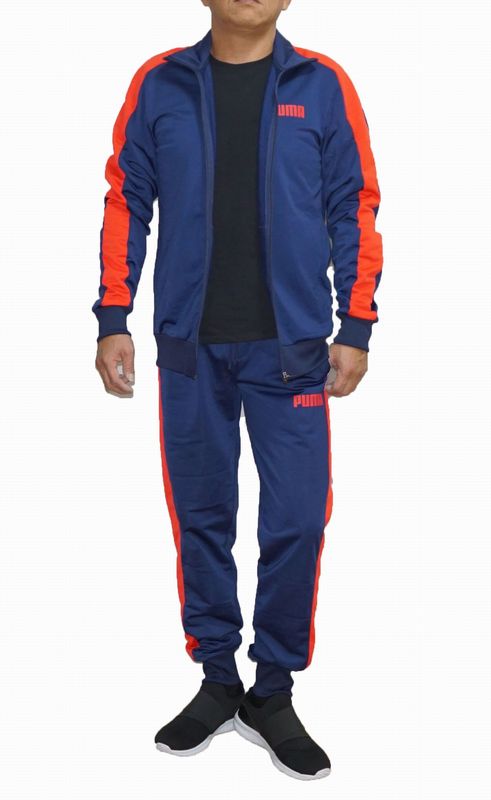 T7 ジャージ トラックジャケット パンツ セットアップ 紺赤 メンズ 上下