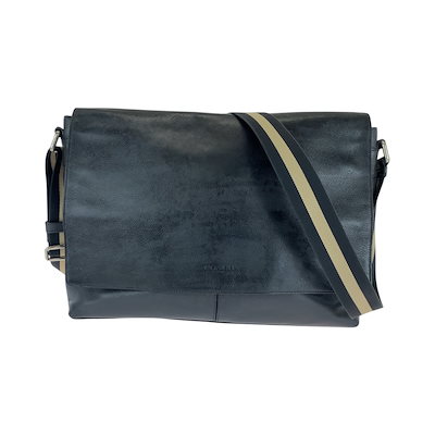 ネイビー ベージュ シルバー金具 レザー F54792 ショルダーバッグ