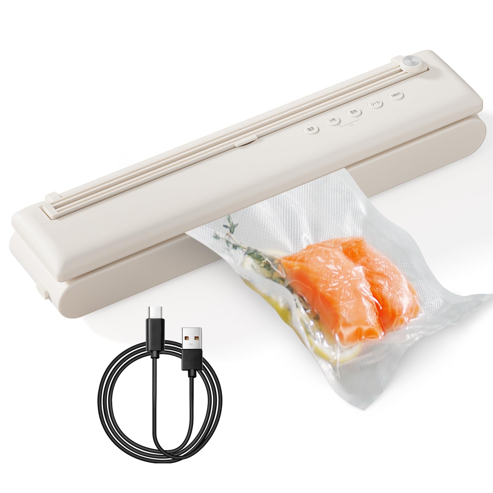 真空パック機 フードシーラー 【乾湿両用/汁物対応】 自動真空シーラー 家庭用 60kPa強力脱気 カッター付き 30cm密封長さ コンパクト設計 低騒音 鮮度長持ち 真空袋10枚付 キャニスター/手
