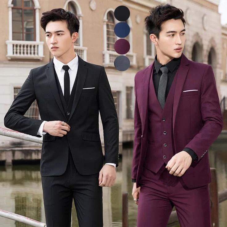 フォーマルスーツセットアップメンズスーIツ3点セットジャケットパンツシャツシングルスーツ上下スリムスーツカジュアル結婚式パーティ披露宴ビジネス卒業式入学式入社式生活スタイリッシュスーツセット通勤韓国風