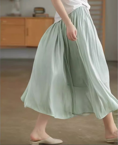 フレアスカート ロング シフォンスカート 春 ロングスカート ボトムス ロング丈 春コーデ おしゃれ 無地 レディース フレア ウェストゴム 着痩せ 7色 S M L XL