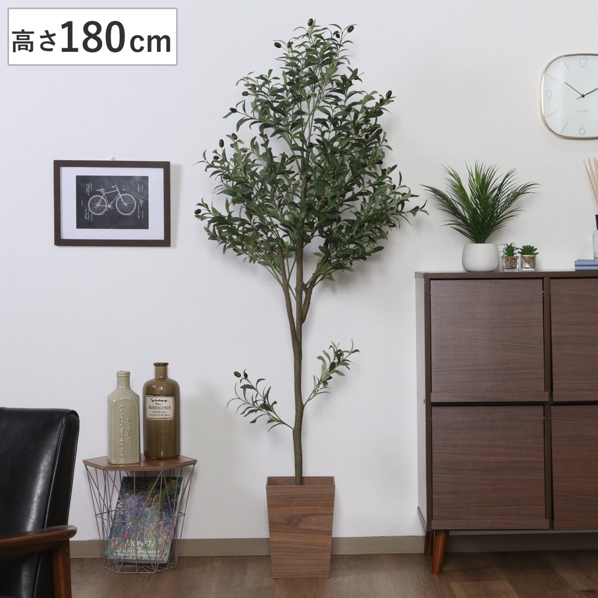 フェイクグリーン オリーブ 高さ180cm ジョイント式 人工観葉植物 大型 樹木 造花 人工樹木 観葉植物 アートグリーン 水やり不要 お手入れ簡単 植物 フェイク 木 樹 リビング 玄関